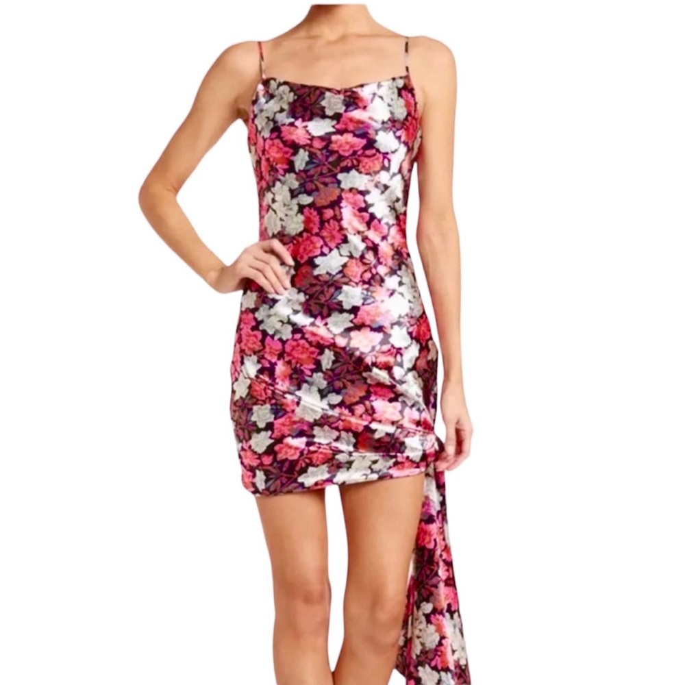CINQ A SEPT Ryder Satin Mini Dress NEW Black Floral Multi Size 6 - Picture 16 of 16